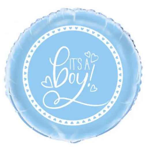 Balão de foil azul de 45 cm com desenho de corações, ideal para chá de bebê.