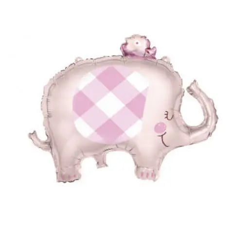 Balão de foil rosa com desenho de elefante, tamanho 73 cm, ideal para festas e decoração infantil.