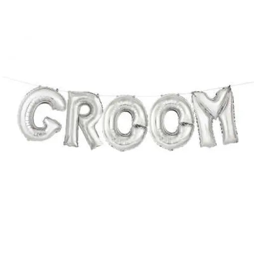 BALÃO FOIL GRINALDA 'GROOM' 35 Cm PRATEADO Loja dos Foguetes
