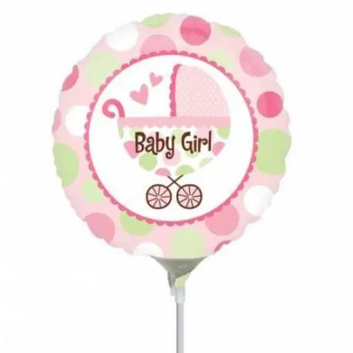 Balão foil mini shape A20 com tema de bebê menina bem-vinda, decorativo para festas infantis.