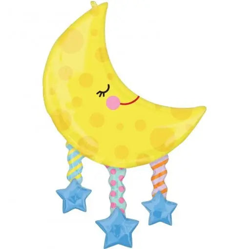 Balão de foil P35 em formato de lua e estrelas, 96 cm, com design de balões da Loja dos Foguetes