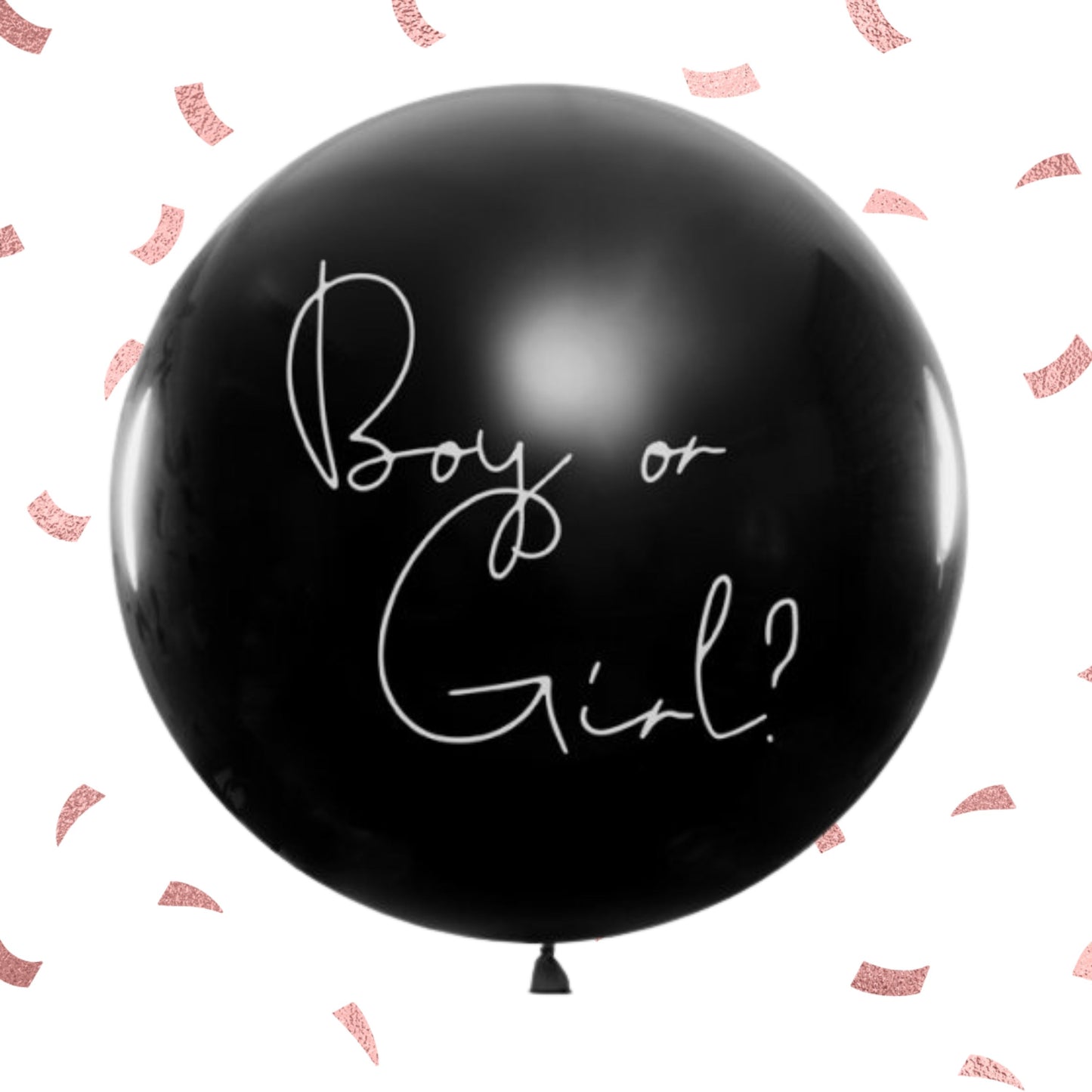 BALÃO LATEX PRETO 1M 'BOY OR GIRL' CONFETTIS ROSA