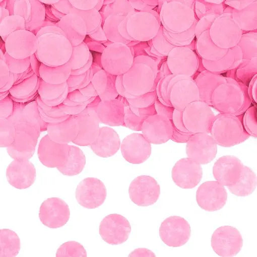 Confetti rosa de 60cm para revelação de sexo, mostrando confetes coloridos e embalagem do canhão de confetti.