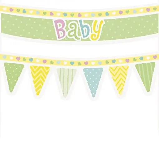 Topo de bolo "Baby" com bolas de cores pastel, decoração para chá revelação, ideal para festas de bebê.