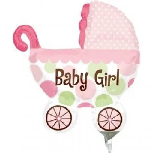 Balão de foil em forma de carrinho de bebê, mini shape, para decoração de chá de bebê, tamanho 23cm, Loja dos Foguetes