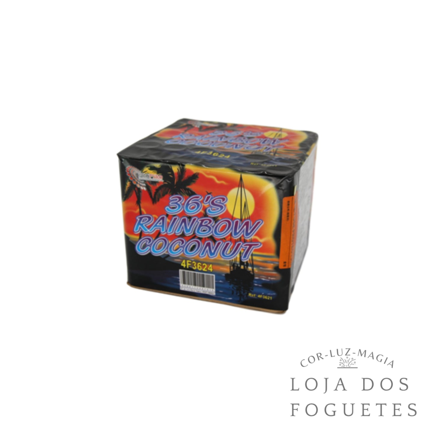 BATERIA FOGO DE ARTIFÍCIO 36 DISPAROS RAINBOW COCONUT - Loja dos Foguetes