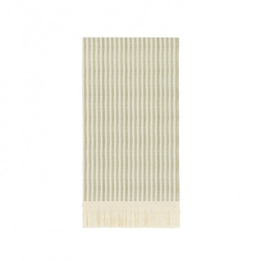 10 GUARDANAPOS 20X40CM RISCAS E FRANJAS - TAUPE E BEGE