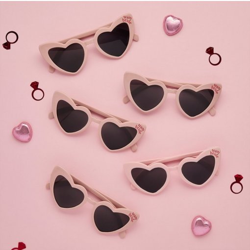 Conjunto de 5 óculos Team Bride com coração, acessórios divertidos para festas e celebrações de casamento.