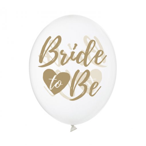 6 BALÕES LATEX 30CM TRANSPARENTE BRIDE TO BE DOURADO