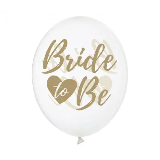 Seis balões de látex transparentes de 30cm com detalhes dourados para casamento Bride to Be, decorativos e festivos.
