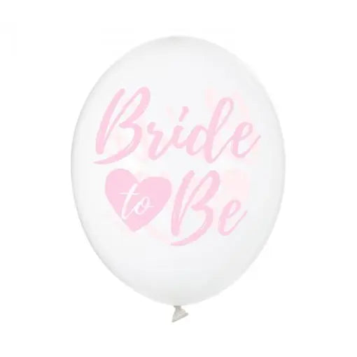 Seis balões de látex transparentes de 30cm com escrita rosa "Bride to Be" para festas de casamento.
