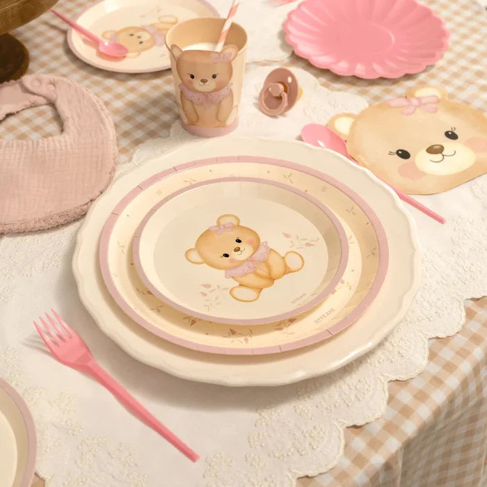 6 PRATOS 17CM URSO BABY NUDE ROSA Loja dos Foguetes