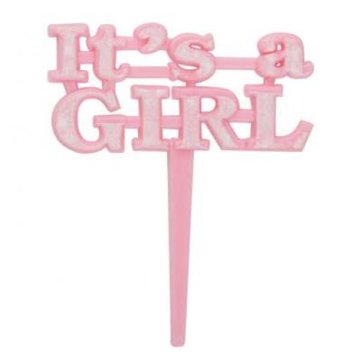 8 PALITOS DE PLÁSTCO 'IT'S A GIRL' ROSA
