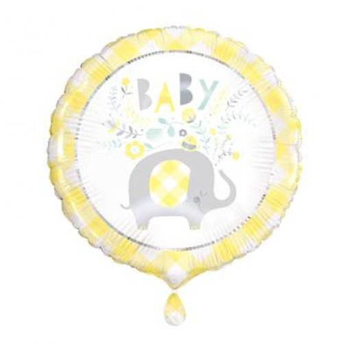 BALÃO FOIL  45 CM YELLOW FLORAL ELEPHANT BABY SHOWER