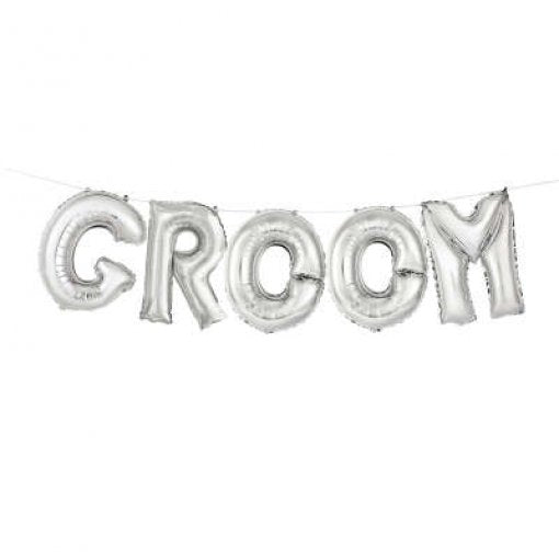 BALÃO FOIL GRINALDA 'GROOM' 35 Cm  PRATEADO Loja dos Foguetes