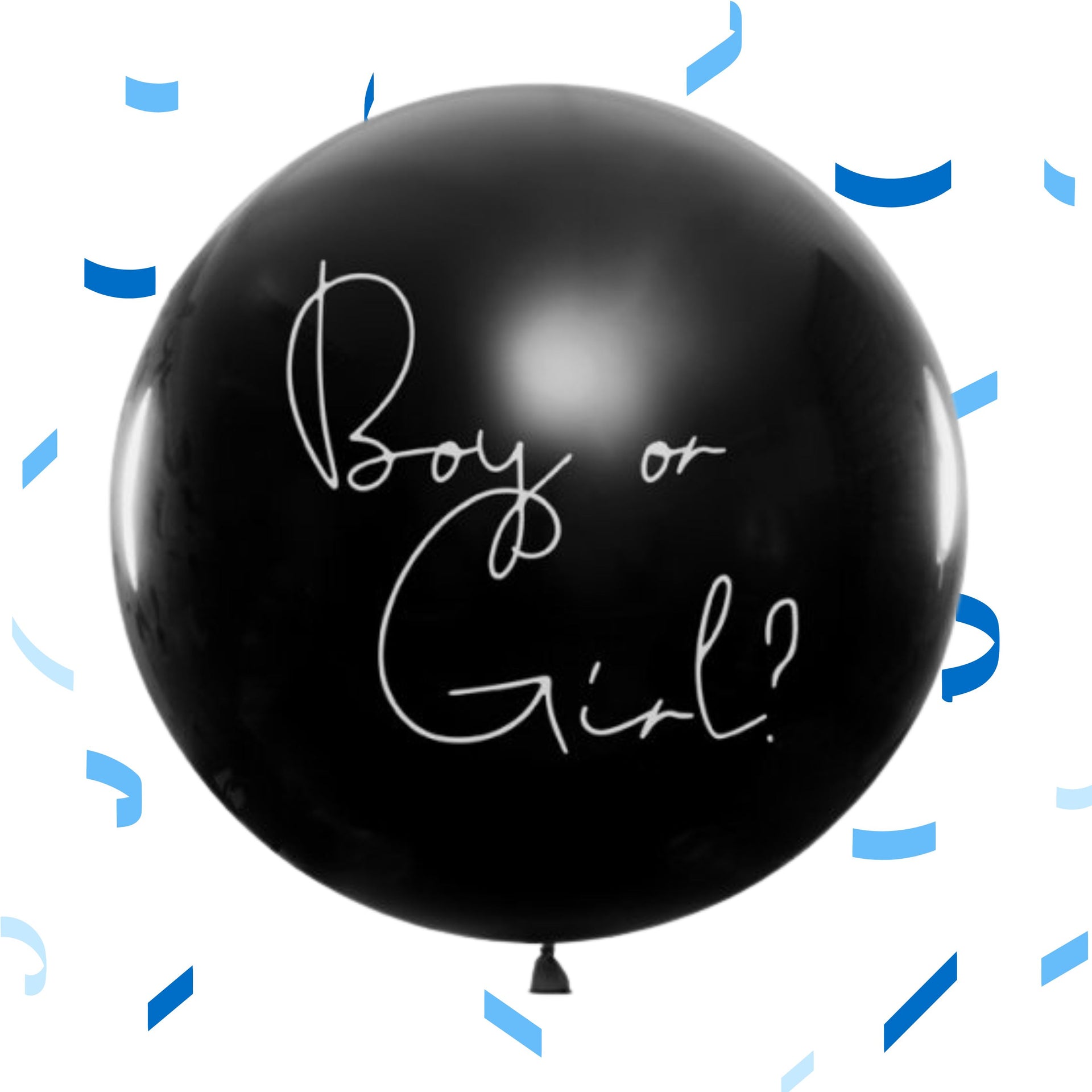 BALÃO LATEX PRETO 1M 'BOY OR GIRL' CONFETTIS AZUL