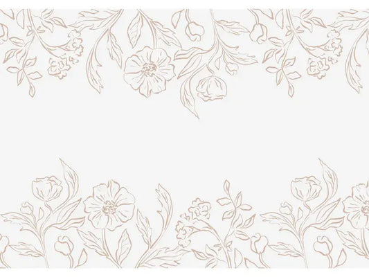 Corredor de mesa branco com flores para decoração, com 5 metros de comprimento, ideal para ambientes elegantes.