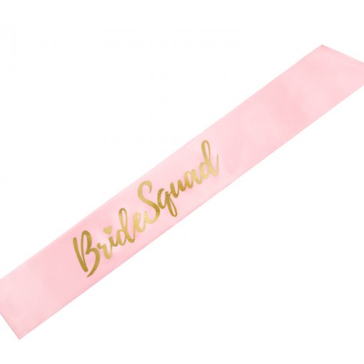 FAIXA DE CORPO 'BRIDE SQUAD' 75CM ROSA & DOURADO