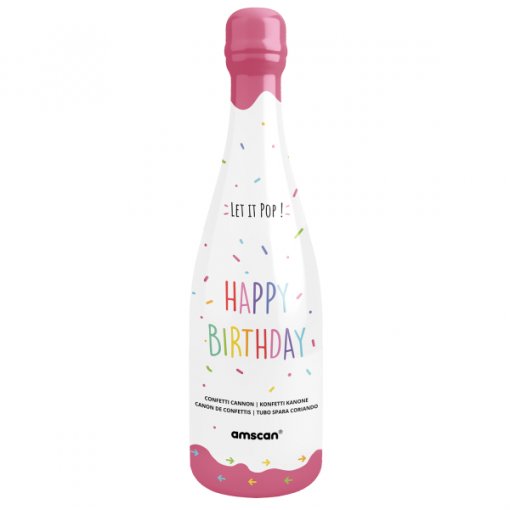 GARRAFA DE CONFETTIS MULTICOR 32CM ROSA Loja dos Foguetes