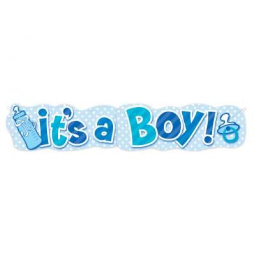 GRINALDA DE PAPEL 1,22M 'IT'S A BOY' BOLAS AZUL
