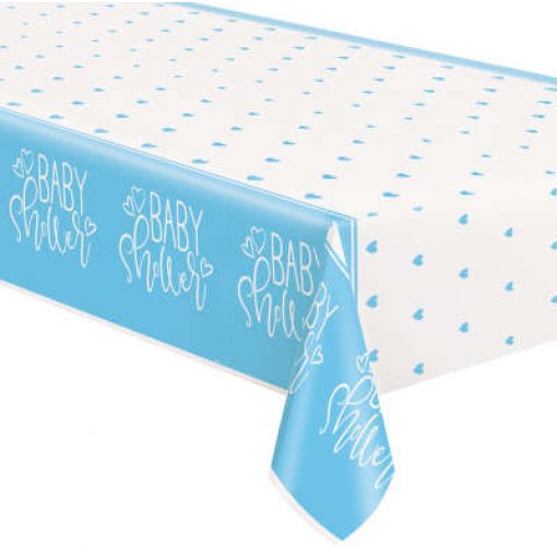 TOALHA DE MESA BLUE HEARTS BABY SHOWER 1,37X2,74M