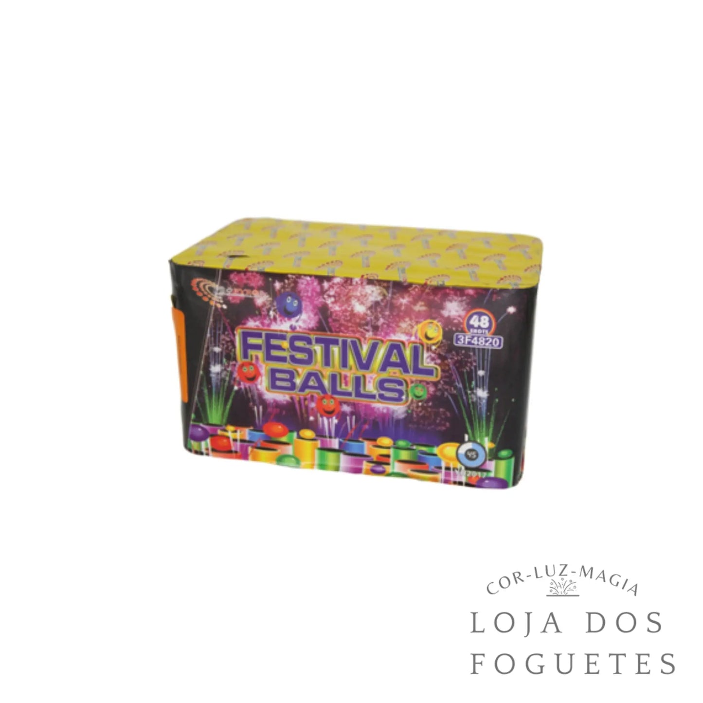 BATERIA FOGO ARTIFÍCIO 48 DISPAROS FESTIVAL BALLS - Loja dos Foguetes