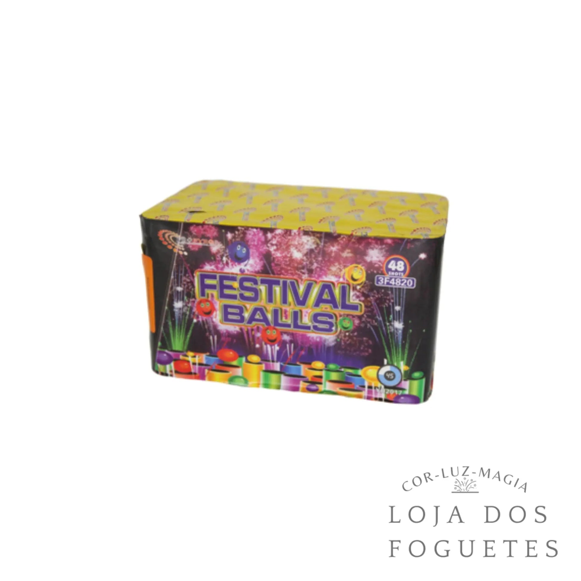 BATERIA FOGO ARTIFÍCIO 48 DISPAROS FESTIVAL BALLS - Loja dos Foguetes