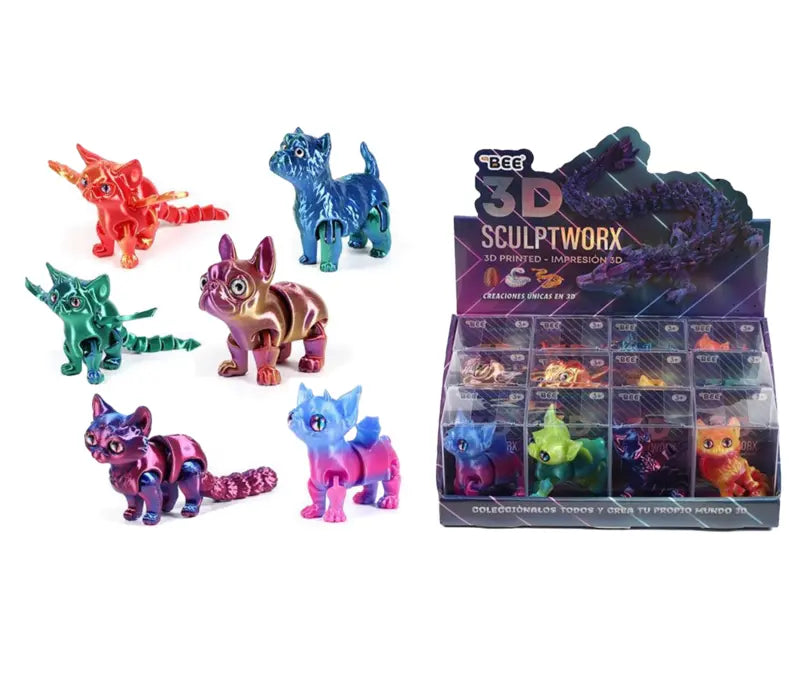 3D Estampado com 6 Peças Animais 8cm