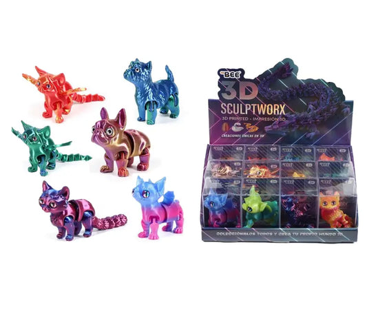 3D Estampado com 6 Peças Animais 8cm