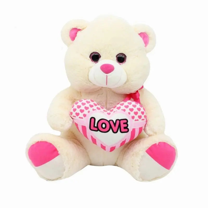URSO DE PELUCHE URSO BRANCO E ROSA AMOR 40 CM