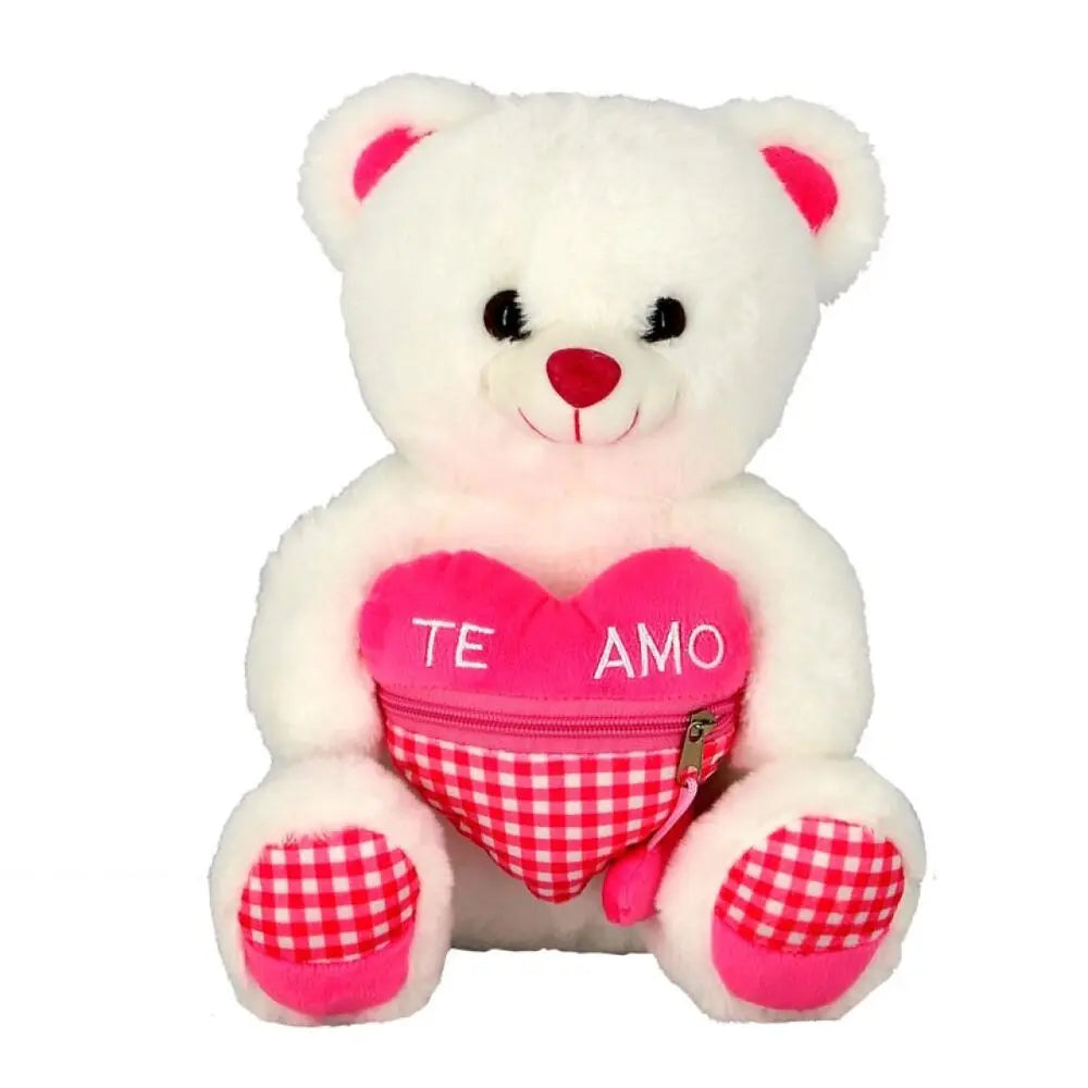 BRANCO URSO CORAÇÃO FECHO 42CM
