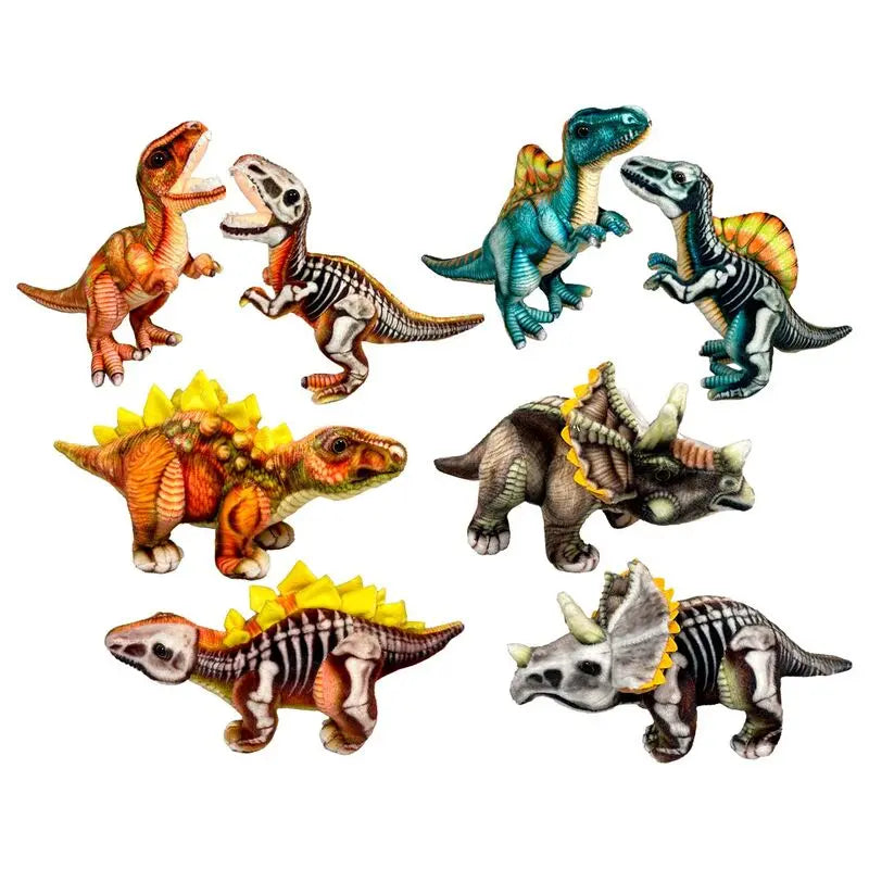 Realista Dinossauro X-Ray Pelúcia com Esqueleto Corpo 25cm 4Mod SORTIDO