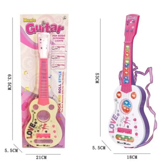 Rosa/Branco Musical Guitarra com Luz 53 cm