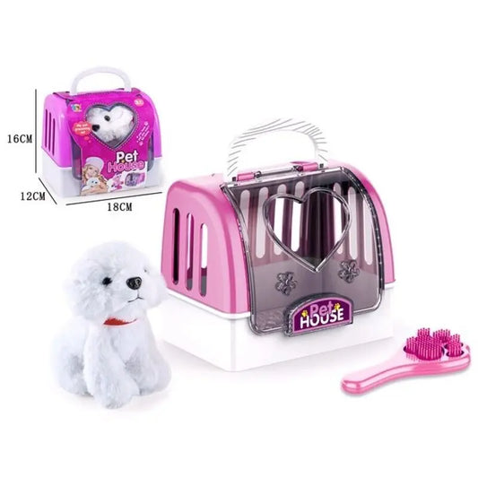 Rosa Animal Transportadora com Cão 16cm
