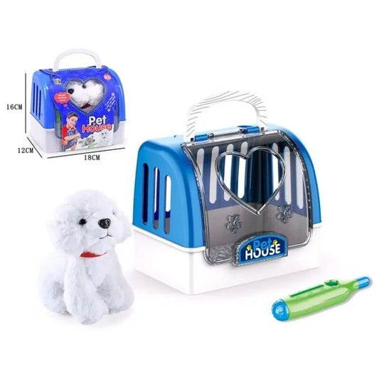Azul Animal Transportadora com Cão 16cm